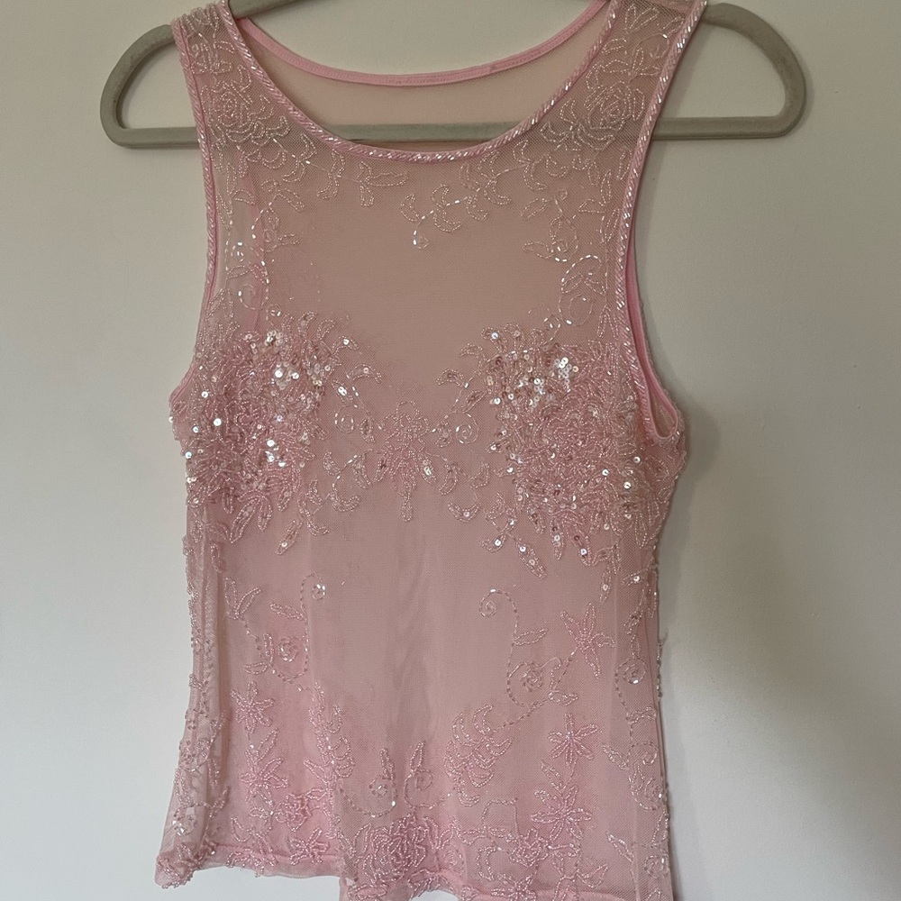 Vintage beaded Cache whimsy Lace Top